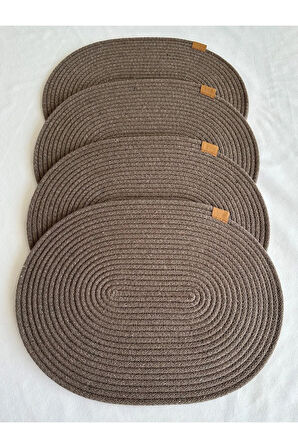 Jüt Amerikan Servis Sofra Altlığı, Masa Dekoru Supla Oval Sepya 30x40 4lü