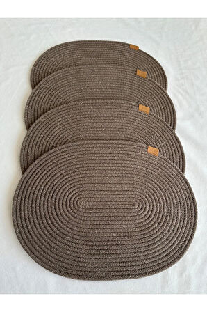 Jüt Amerikan Servis Sofra Altlığı, Masa Dekoru Supla Oval Sepya 30x40 4lü