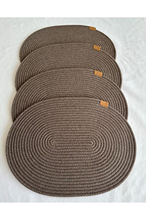 Jüt Amerikan Servis Sofra Altlığı, Masa Dekoru Supla Oval Sepya 30x40 4lü