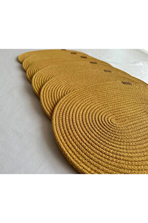 Jüt Amerikan Servis Sofra Altlığı, Masa Dekoru Supla Oval Hardal 30x40 6lı