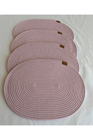 Jüt Amerikan Servis Sofra Altlığı, Masa Dekoru Supla Oval Açık Pembe 30x40 4lü