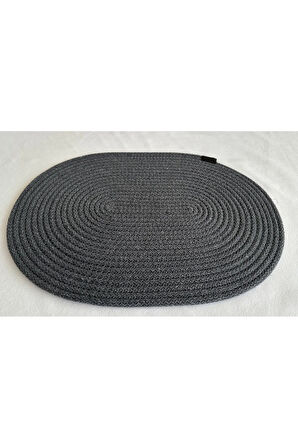 Jüt Amerikan Servis Sofra Altlığı, Masa Dekoru Supla Oval Antrasit 30x40 6lı