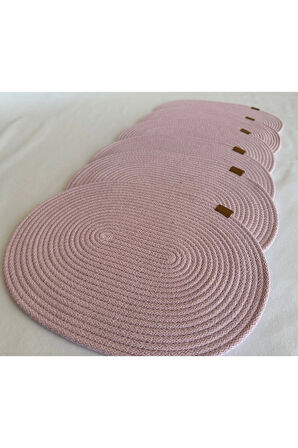 Jüt Amerikan Servis Sofra Altlığı, Masa Dekoru Supla Oval Açık Pembe 30x40 6lı