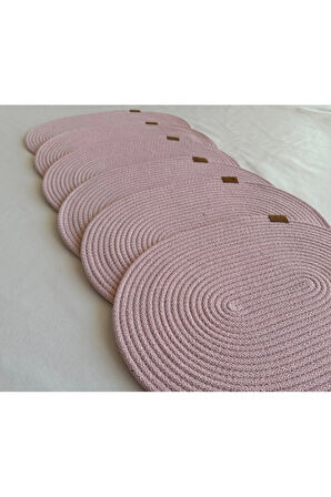 Jüt Amerikan Servis Sofra Altlığı, Masa Dekoru Supla Oval Açık Pembe 30x40 6lı