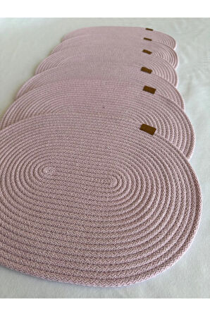 Jüt Amerikan Servis Sofra Altlığı, Masa Dekoru Supla Oval Açık Pembe 30x40 6lı