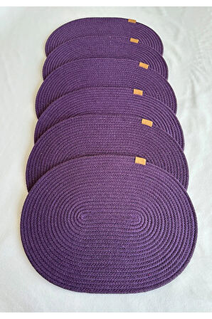 Jüt Amerikan Servis Sofra Altlığı, Masa Dekoru Supla Oval Mor 30x40 6lı