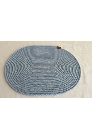 Jüt Amerikan Servis Sofra Altlığı, Masa Dekoru Supla Oval Açık Mavi 30x40 8li