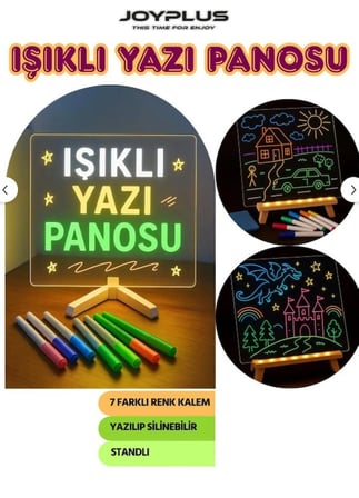 joyplus Işıklı Yazı Panosu 7 Renk Hediye Kalemli - 20x20 cm