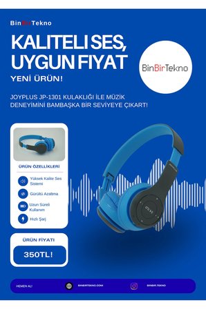 JP-1301 P47 Katlanabilir Kafa Üstü Bluetooth Kulaklık