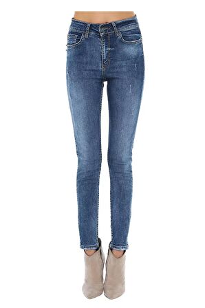 Mavi Troplu Denim Kadın Pantolon