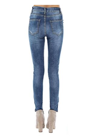 Mavi Troplu Denim Kadın Pantolon