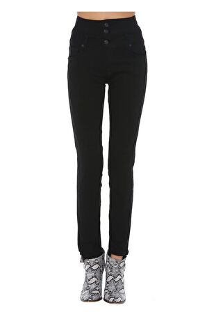Siyah Denim Yüksek Bel Kadın Pantolon