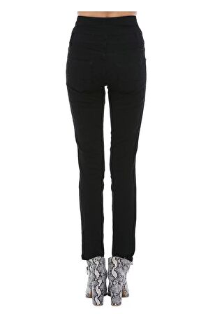 Siyah Denim Yüksek Bel Kadın Pantolon