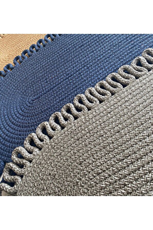 Jüt Kenarları Desenli Oval Paspas Siyah