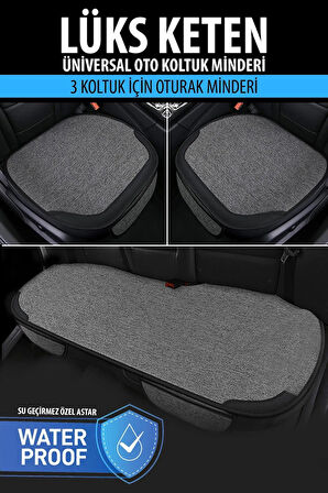 Peugeot 308  Uyumlu Deri Oto Koltuk Minderi 3'lü Oturak - Ön Arka Araba Koltuk Minder Örtüsü - Su Geçirmez