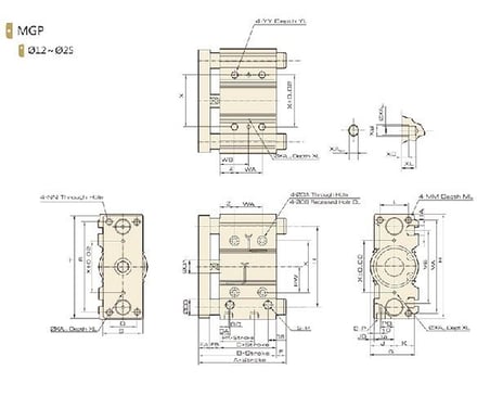 Jelpc 16x25 MGPM Pnömatik Piston