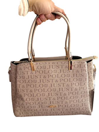 Just Polo JP2120  Kadın Monogram Baskılı  El ve Omuz Çantası OZT2120