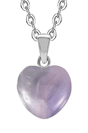 Sertifikalı Kalp Model Gerçek Florit Taşı Kolye