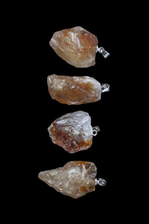 Sertifikalı Ham Doğal Işlenmemiş Sitrin Taşı Kolye - 1.kalite