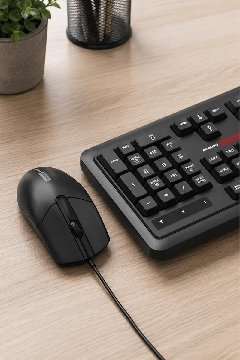 Premium Kablolu Q Klavye Mouse Seti KM290 Siyah Bağlantı Ofis Günlük