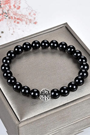 Sertifikalı Gümüş Aparatlı Doğal Obsidyen Taşı Bileklik