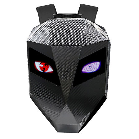 Led Gözlü Motorcu Çantası Siyah Karbon