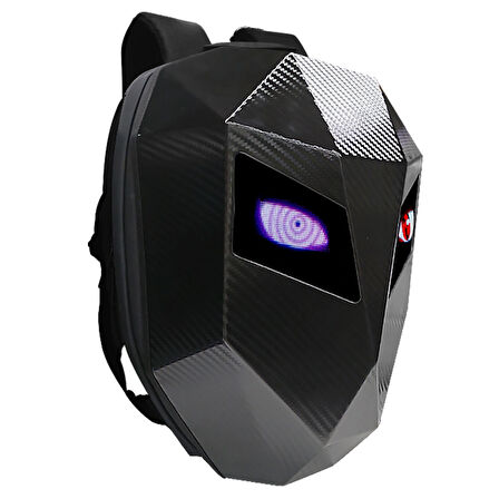 Led Gözlü Motorcu Çantası Siyah Karbon