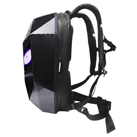 Led Gözlü Motorcu Çantası Siyah Karbon