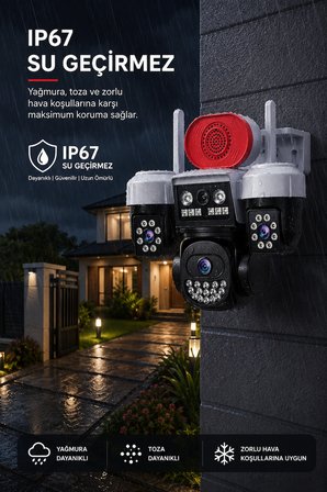 3 Kameralı WİFİ Adaptörlü 12MP Hareket Algılamalı Gece Görüşlü Güvenlik Kamerası