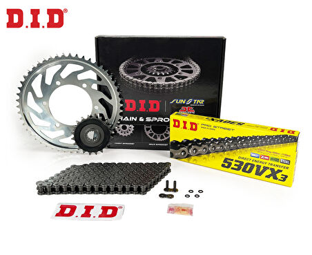 ZİNCİR DİŞLİ SETİ HONDA VFR V-TEC (800 cc)  (2002-2010) / HONDA / VFR V-TEC / 800cc / ZİNCİR: DID-530VX3 (Çelik)-110 / ÖN DİŞLİ: JT (16T)  / ARKA DİŞLİ: SUNSTAR (43T) / 2002-2003-2004-2005-2006-2007-2008-2009-2010