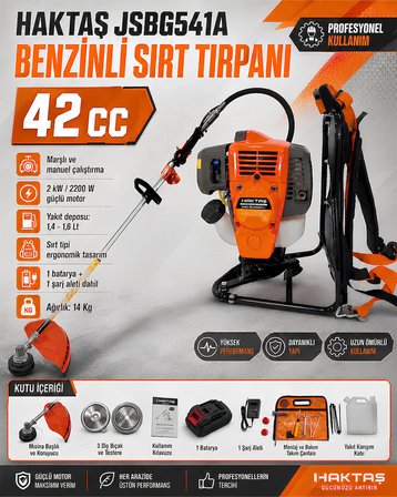 Haktaş JSBG541A Benzinli Sırt Tırpanı 42CC Marşlı Manuel Çalıştırmalı