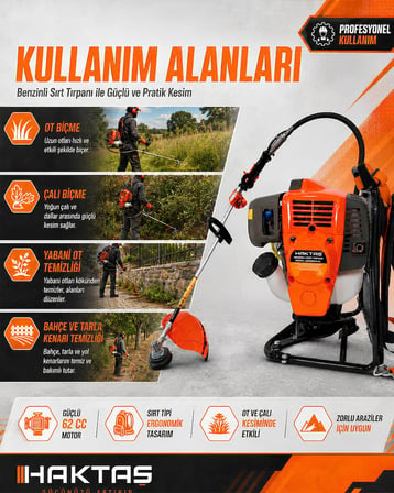Haktaş JSBG541A Benzinli Sırt Tırpanı 42CC Marşlı Manuel Çalıştırmalı