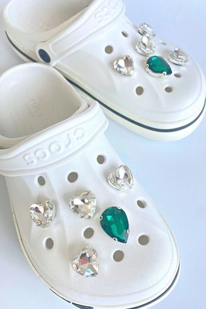 10'lu Terlik Süsü Kalp Taşlı Terlik Aksesuarı Crocs Aksesuarı