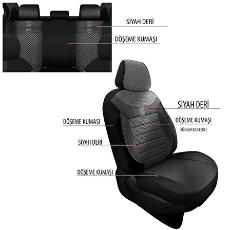 NiCe Shop Chevrolet Lacetti Uyumlu Koltuk Kılıfı Stone Serisi - Siyah