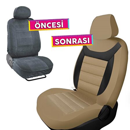 NiCe Shop Hyundai Accent Blue Uyumlu Koltuk Kılıfı Stone Serisi - Bej