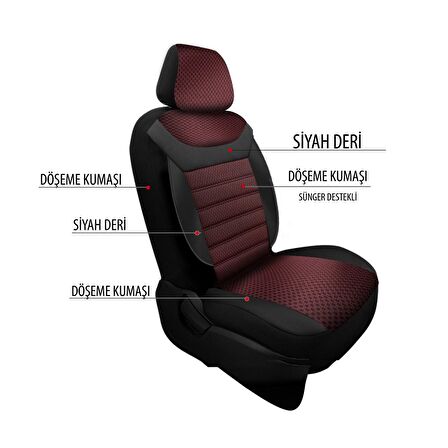 NiCe Shop Fiat Tempra Uyumlu Koltuk Kılıfı Stone Serisi - Kırmızı