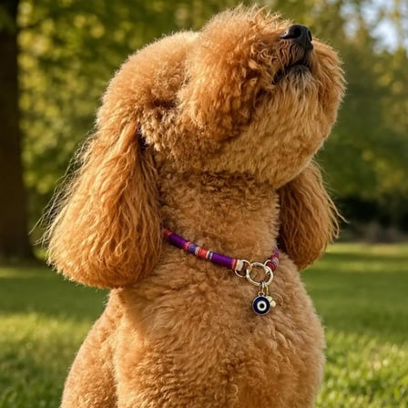 JesSpecial Mor İp Kedi Köpek Kolyesi Gümüş Renk