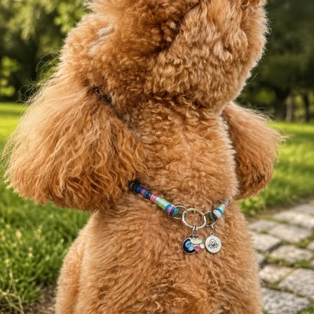 JesSpecial Mavi İp Kedi Köpek Kolyesi Gümüş Renk