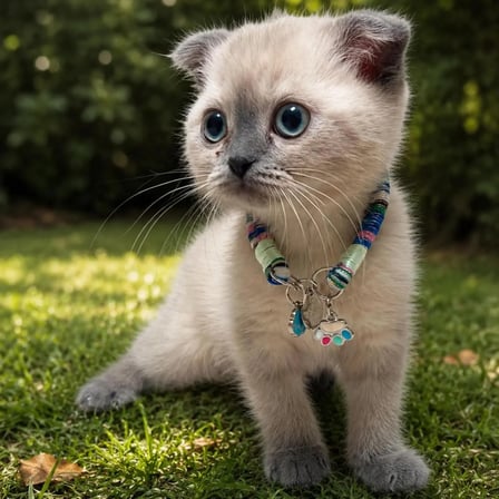 JesSpecial Mavi İp Kedi Köpek Kolyesi Gümüş Renk