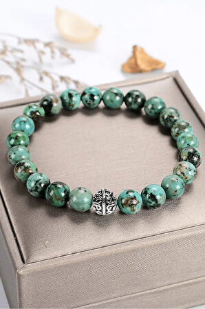Sertifikalı Doğal Afrika Turkuaz Taşı Bileklik (gümüş Aparatlı)