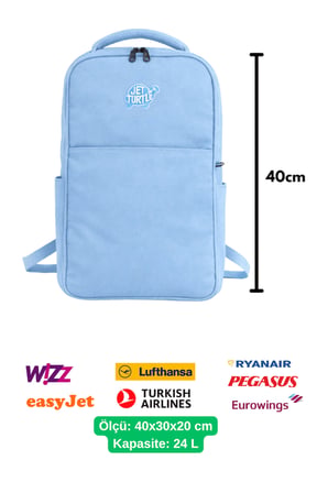 Seyahat Sırt Çantası 40cm 40x25x15 cm Pegasus, Wizz Air, Ryanair, El Valizi Koltuk Altı Valizi