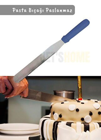 Pasta Bıçağı Tırtıklı Pasta Spatulası Paslanmaz Çelik 38 cm