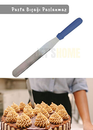 Pasta Bıçağı Tırtıklı Pasta Spatulası Paslanmaz Çelik 38 cm