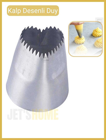 Kalp Desen Krema Duyu Büyük Boy Pasta Duyu Paslanmaz Çelik 36X23X40 mm