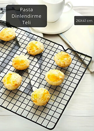 Küçük Boy Pasta Soğutma Dinlendirme Teli Ekmek Kek Kurabiye Soğutma Teli Glaso Teli 41x26 cm