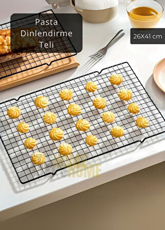 Küçük Boy Pasta Soğutma Dinlendirme Teli Ekmek Kek Kurabiye Soğutma Teli Glaso Teli 41x26 cm