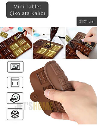 Çikolata Kalıbı 12 Gözlü Mini Tablet Yapışmaz Gıda Temasına Uygun Silikon Gıda Kalıp 21x11 cm