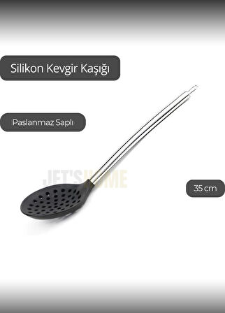 Silikon Kevgir Kaşığı Paslanmaz Saplı 35 cm