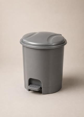 Gri Pedallı Çöp Kovası 6 L - İçi Kovalı Küçük Boy Banyo, Tuvalet ve Ofis Tipi Modern Çöp Kutusu