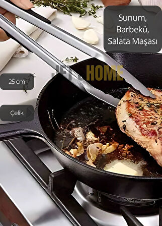 Sunum Maşası Barbekü Maşası Mangal Maşa Çelik Salata Maşası 25 cm